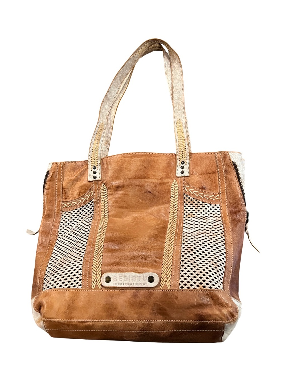 Bed|Stü Amelie Tote Bag Purse Nectar Lux Tan Rustic Handmade Purse - Picture 4 of 16